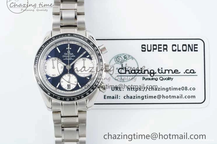 0720 Cozy Speedmaster Racing Master SS HKF Best Edition Black White Dial on SS Bracelet A 7807